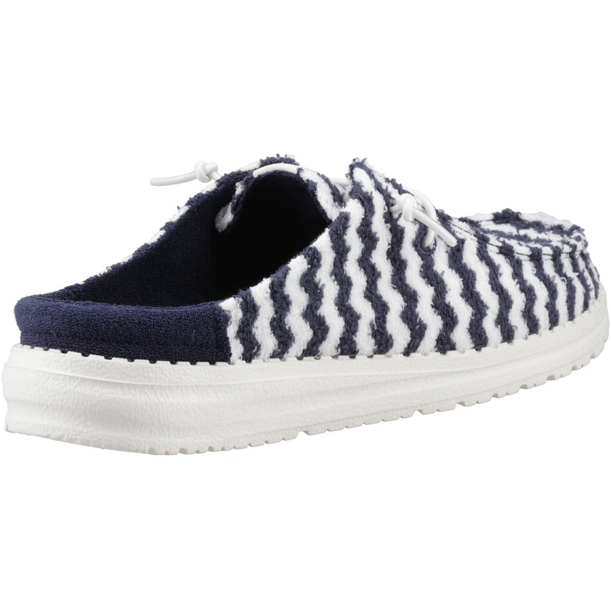 HEYDUDE Womens Wendy Slip Terry Stripe Mule Navy Blazer/Egret