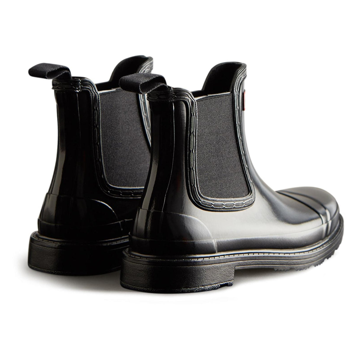 Hunter Womens Commando Gloss Chelsea Boots Black