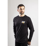 Caterpillar Mens Trademark Banner Long Sleeve T-Shirt Black