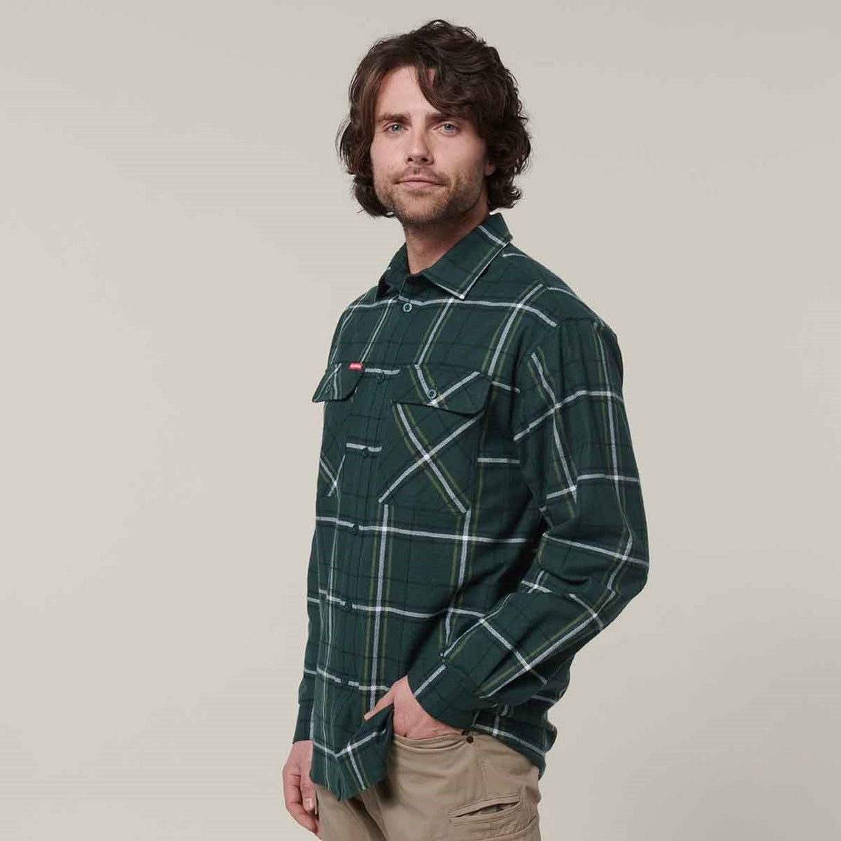 Hard Yakka Mens Core Flannel Shirt Green