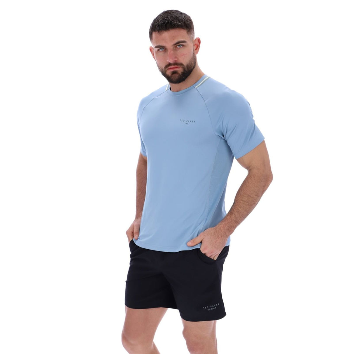 Ted Baker Sport Mens HARRISON Aeroflow Training T-Shirt Light Blue