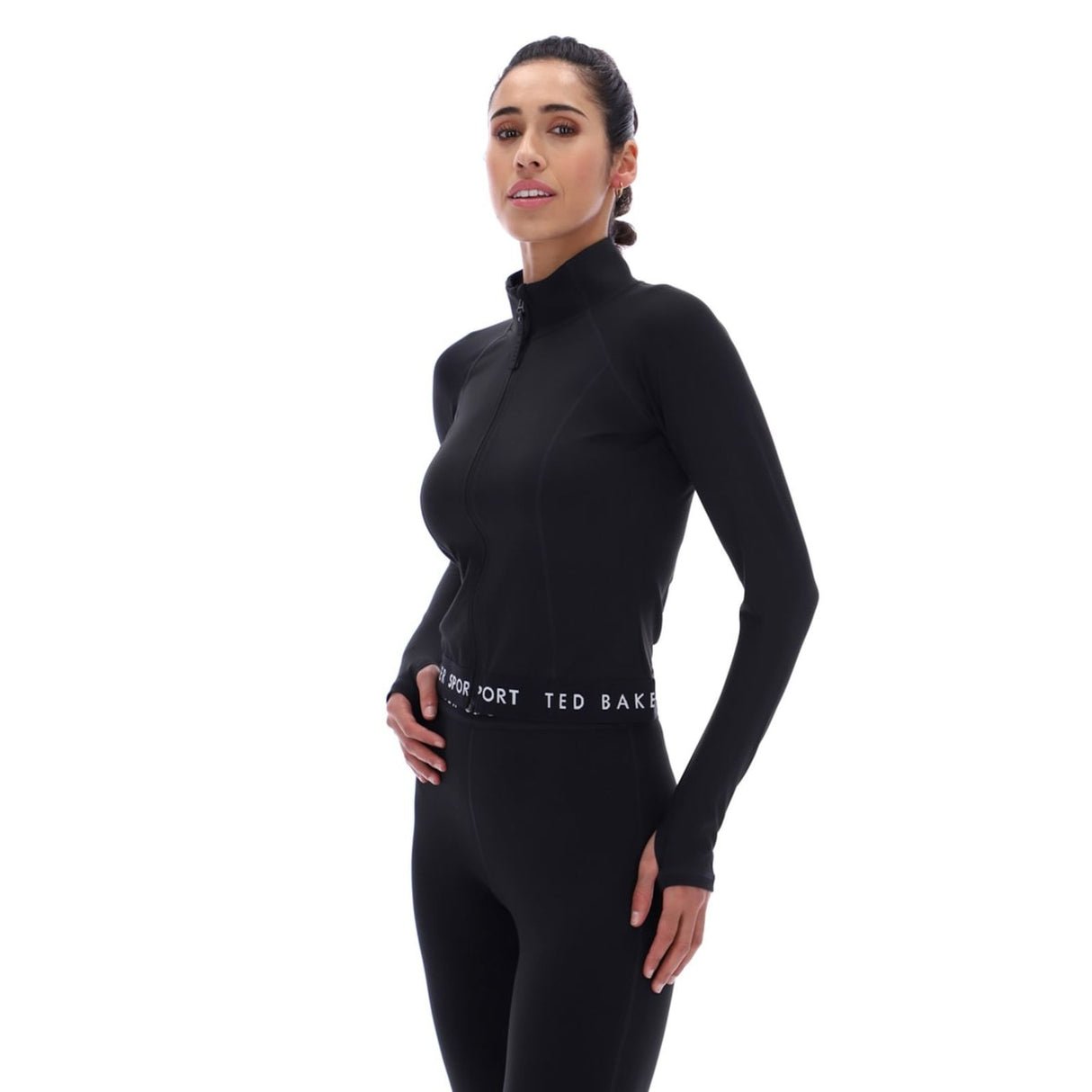Ted Baker Sport Womens MARIE Essentials Cropped Zip Up Jacket Black