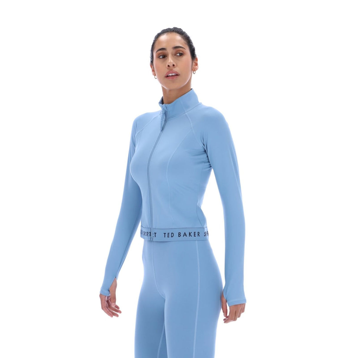 Ted Baker Sport Womens MARIE Essentials Cropped Zip Up Jacket Light Blue
