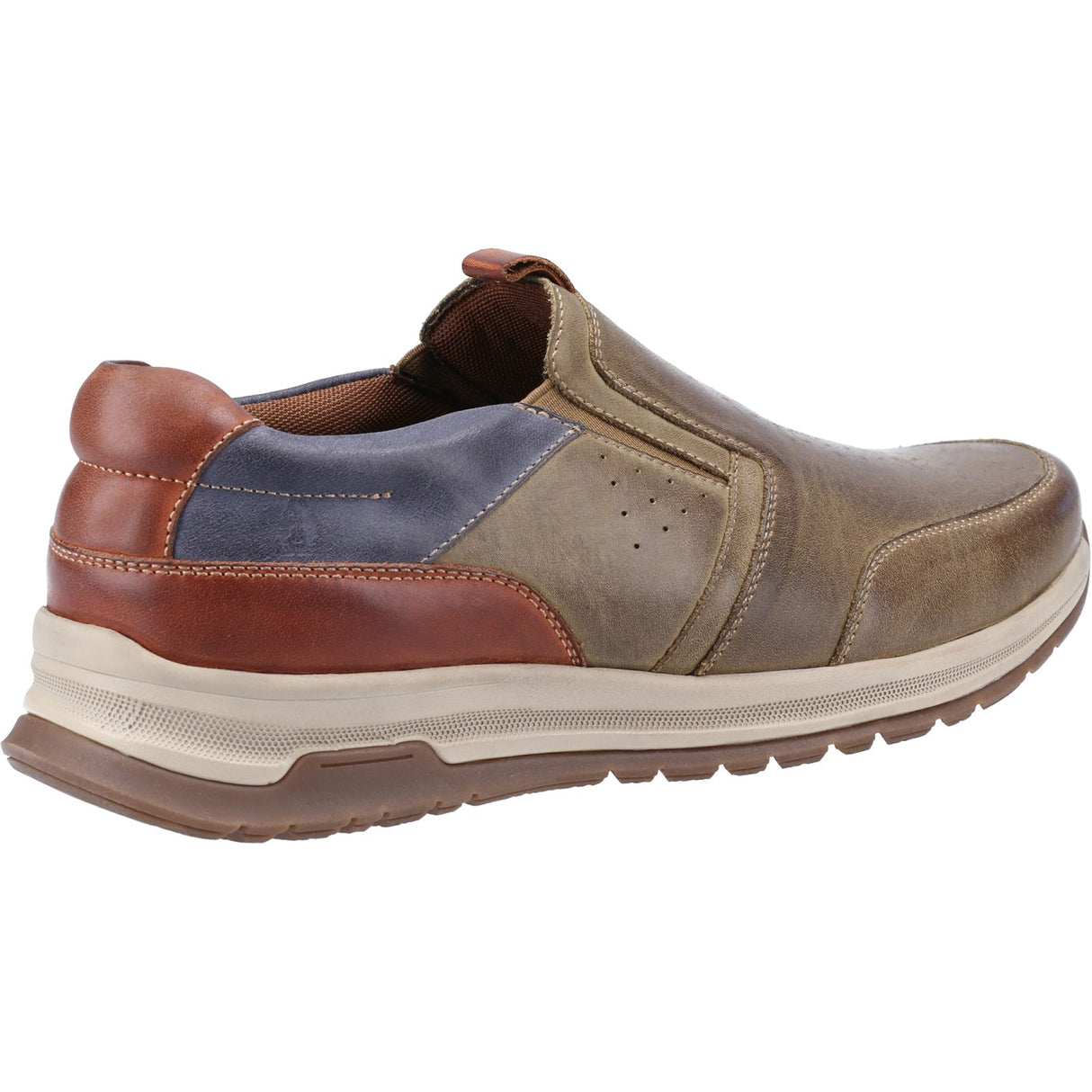 Hush Puppies Mens Cole Shoe Khaki/Navy/Tan Leather Mix