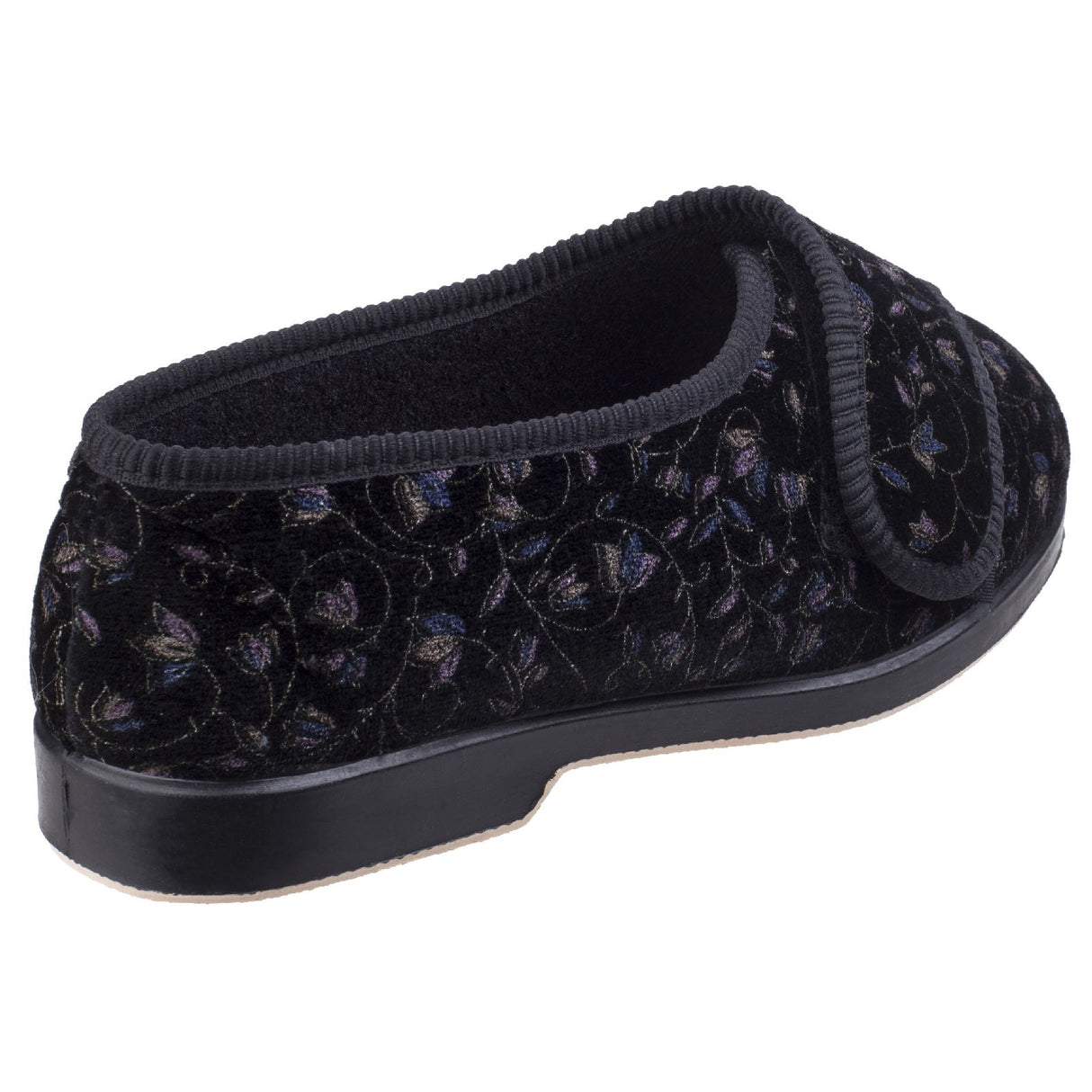 GBS Womens Nola Extra Wide Fit Ladies Slipper Black