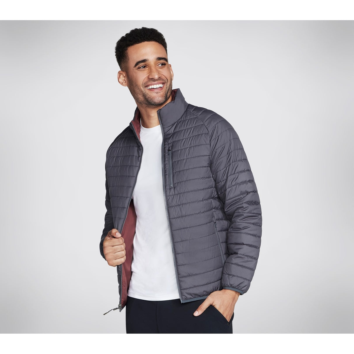 Skechers Mens Go Shield Altitude Reversible Jacket Black/Charcoal