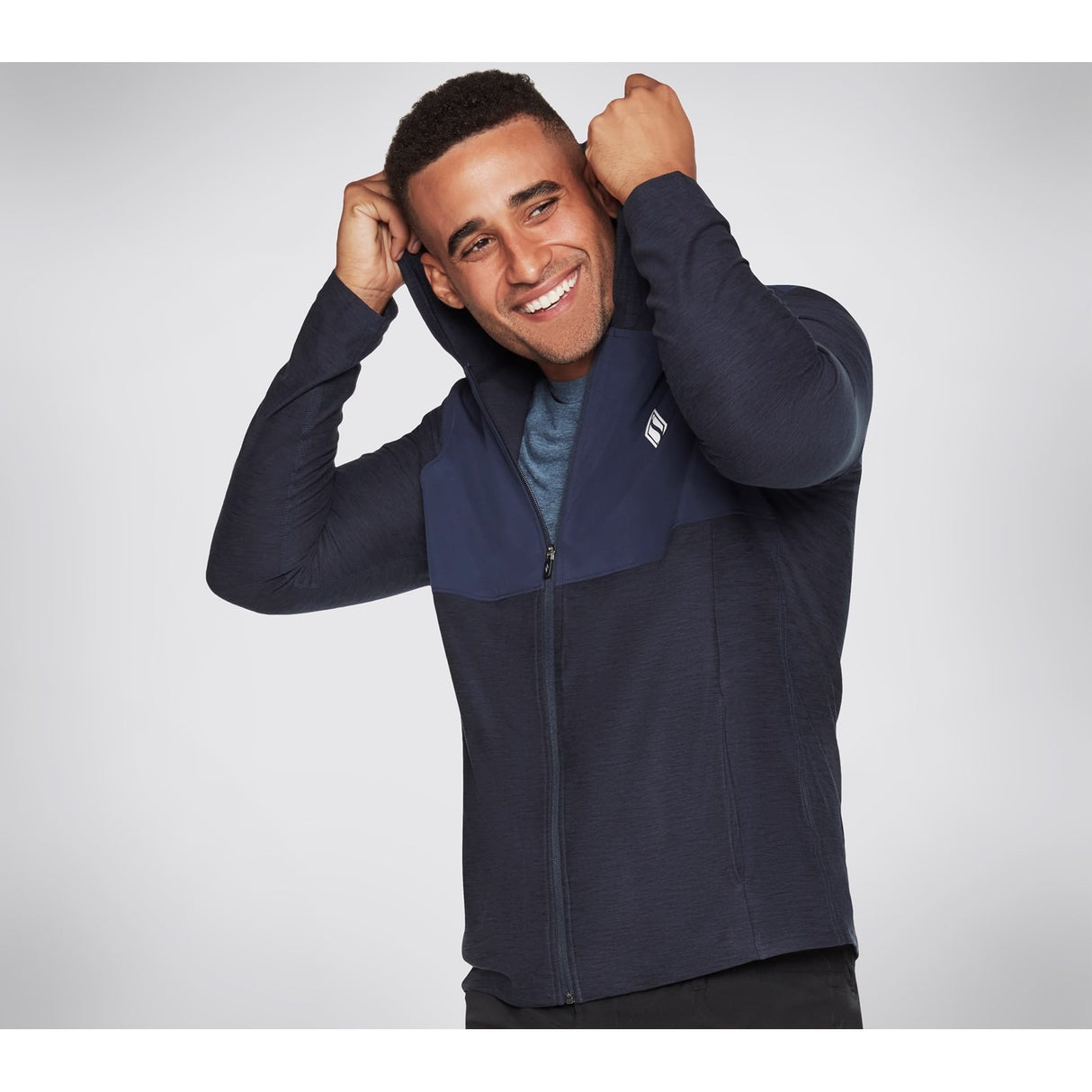 Skechers Mens Skech-Knits Ultra Go Lite Full Zip Hoodie Blue Iris