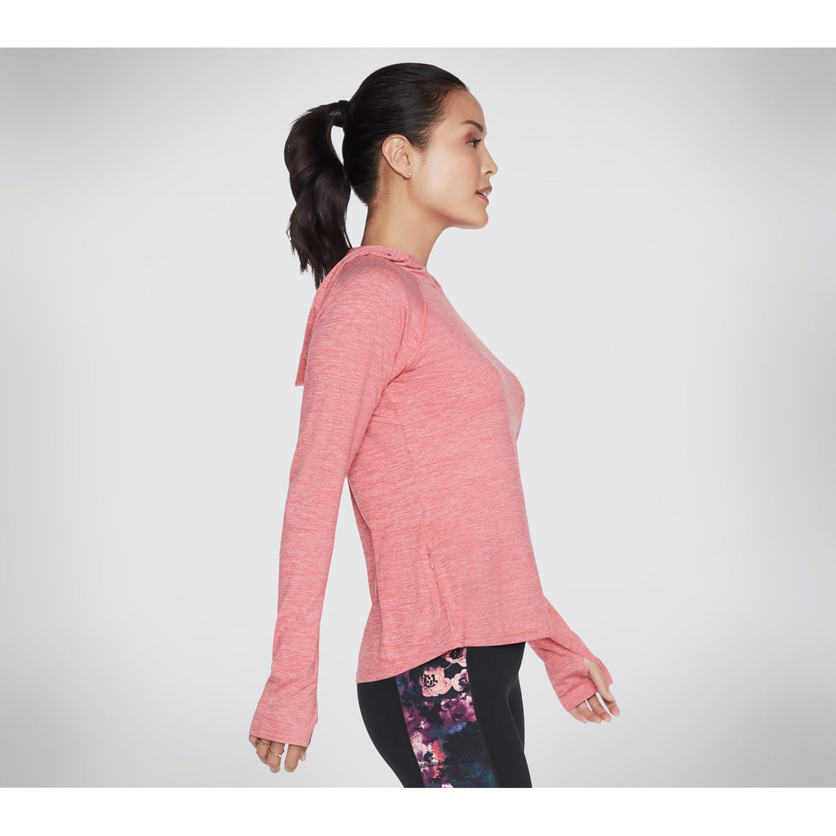 Skechers Womens Godri Brisk Escape Hooded Long Sleeve Top Red/Pink