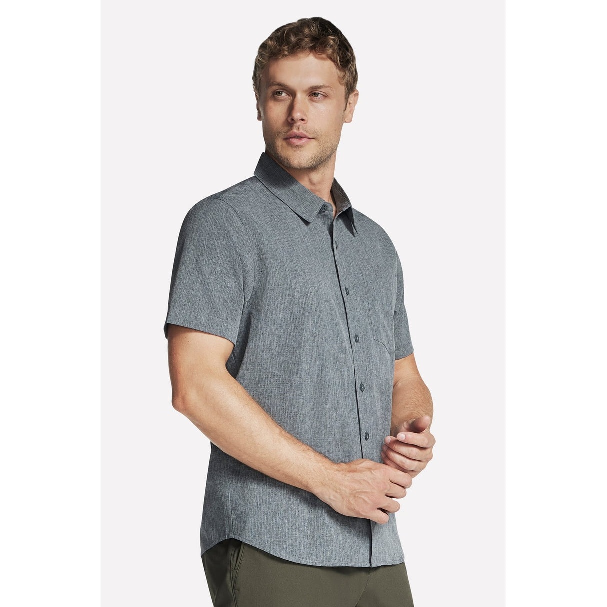 Skechers Mens GO WALK Air Short Sleeve Shirt Black/Charcoal