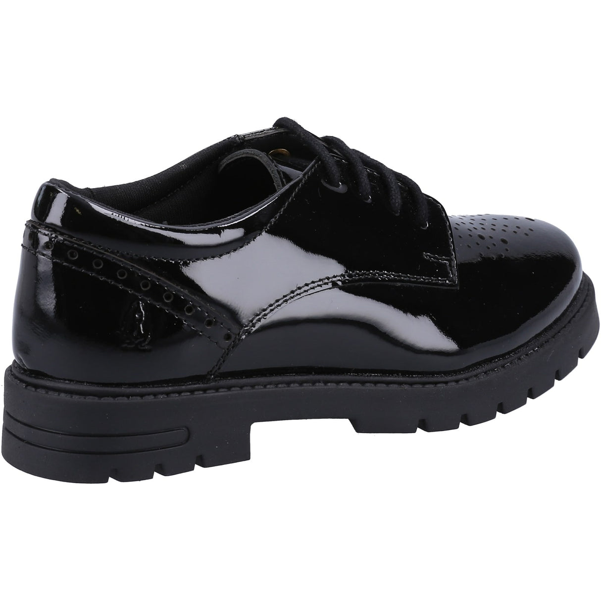 Hush Puppies Girls Jayne Patent SNR Shoe Black