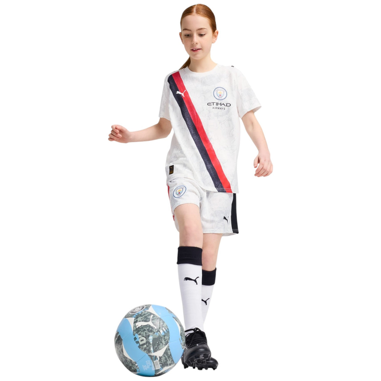 Puma Kidsuper x Manchester City Football 2025/26 Kids Short Model Full-Length View