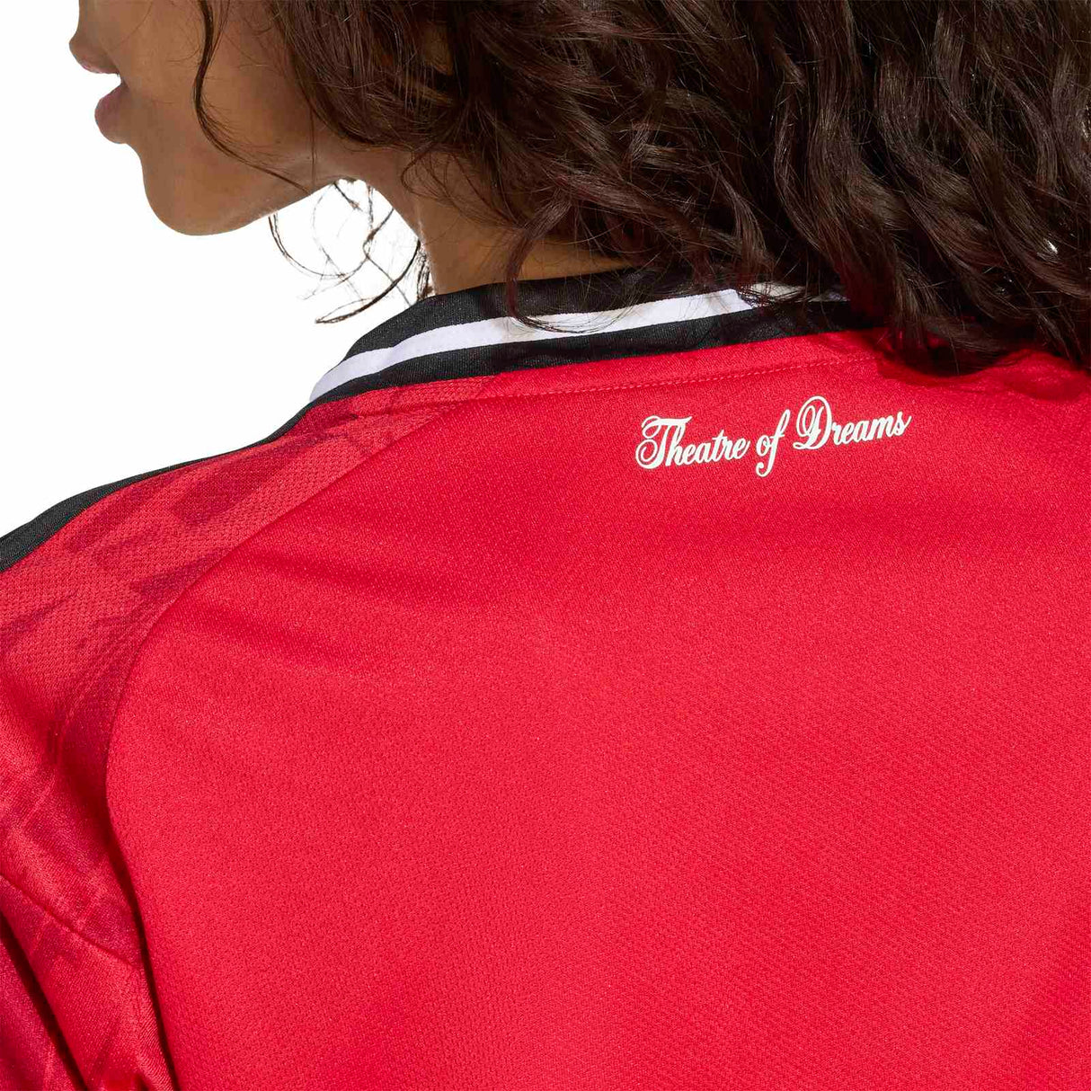 adidas Manchester Utd Football 2025/26 Womens SS Home Jersey Close-Up Model Back View