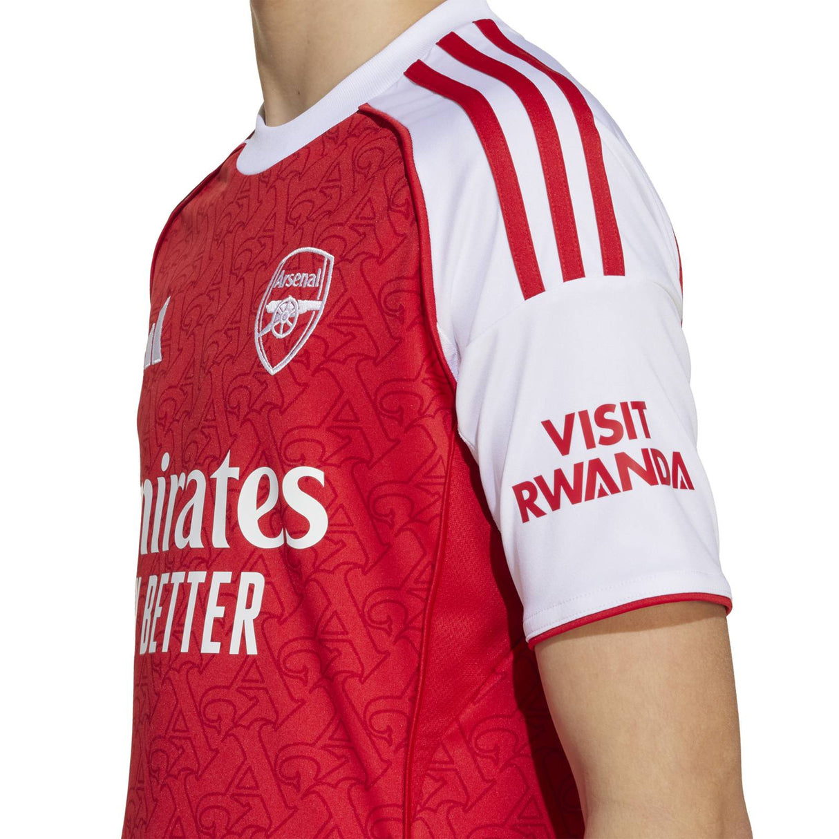 adidas Arsenal Football 2025/26 Kids Short Sleeved Home Jersey Model Close Up Side View
