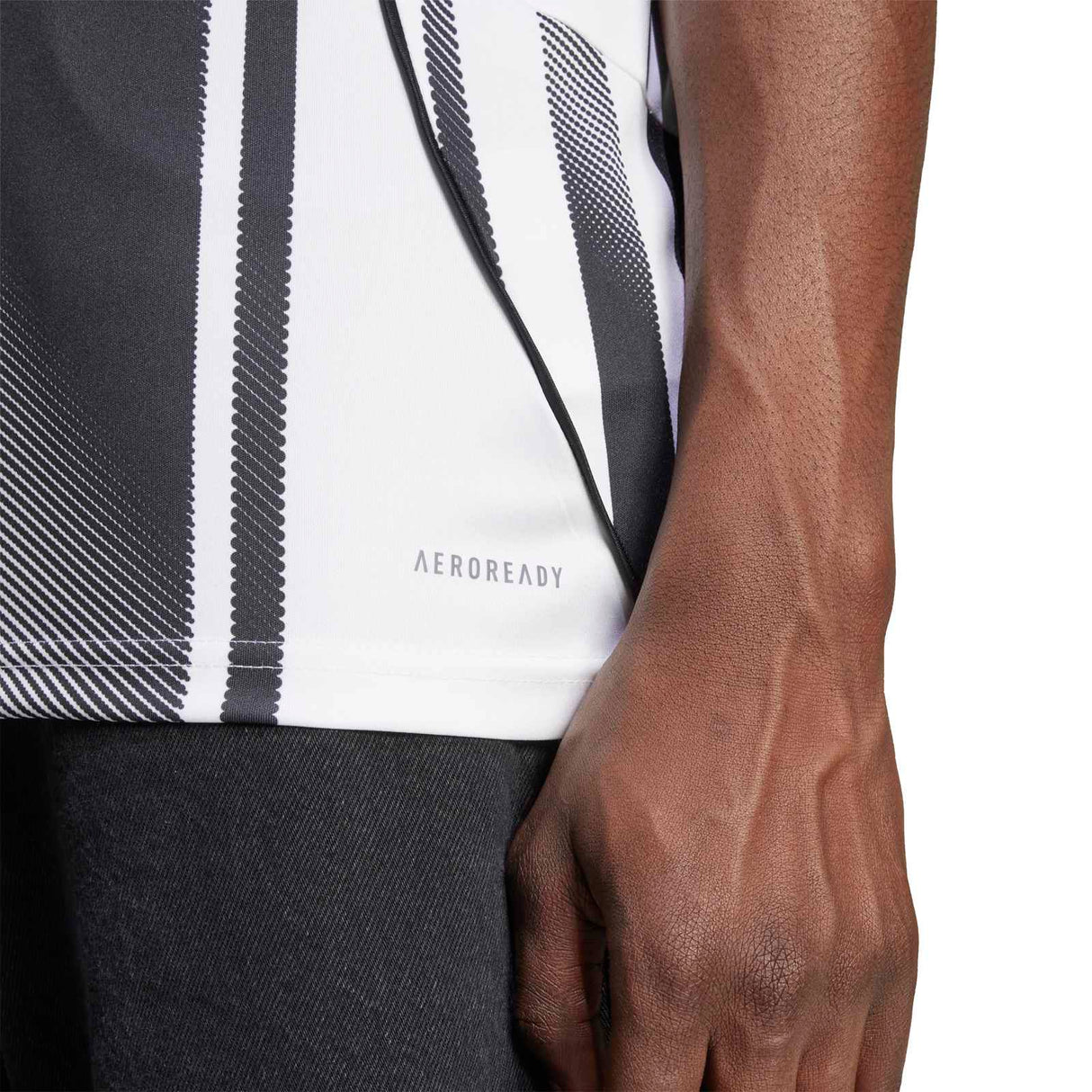 adidas Juventus Football 2025/26 Adults Home Jersey Model Close Up View Waist 