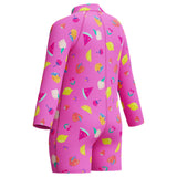 Speedo Jnr LS Print Zip One Piece Pink