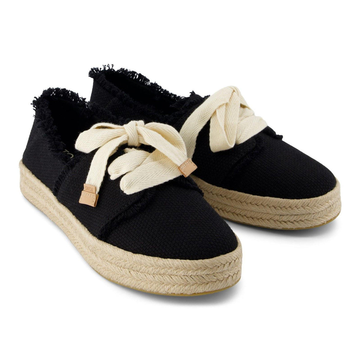 TOMS Womens Carolina Lace Up Espadrille Black Beachside
