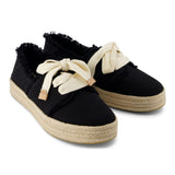 TOMS Womens Carolina Lace Up Espadrille Black Beachside