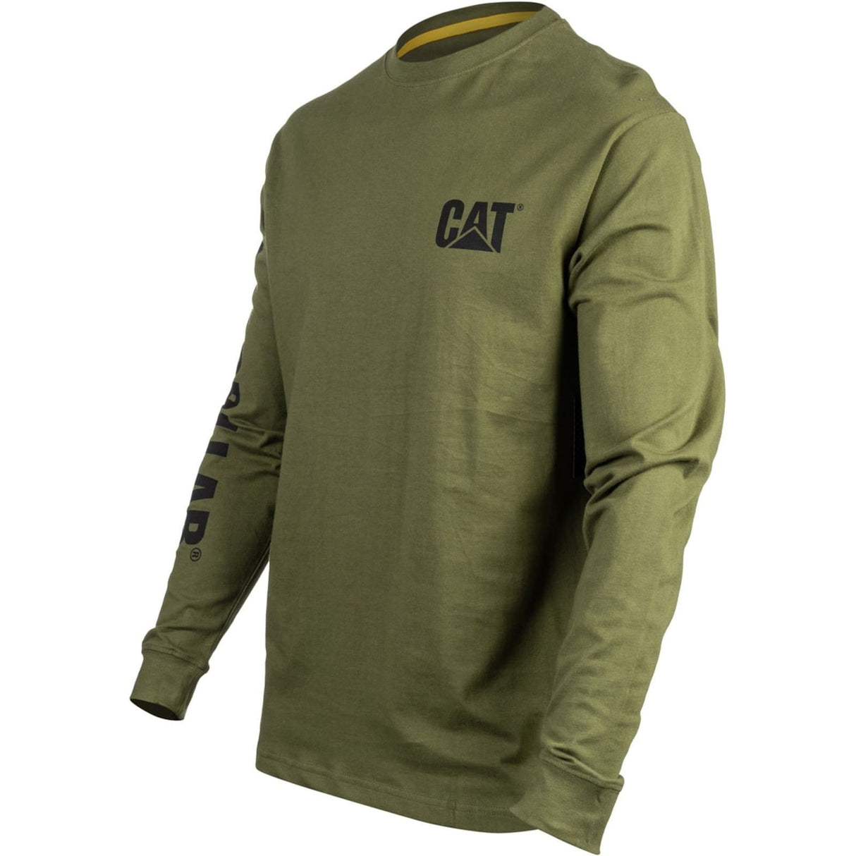 Caterpillar Mens Trademark Banner Long Sleeve T-Shirt Chive