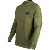 Caterpillar Mens Trademark Banner Long Sleeve T-Shirt Chive