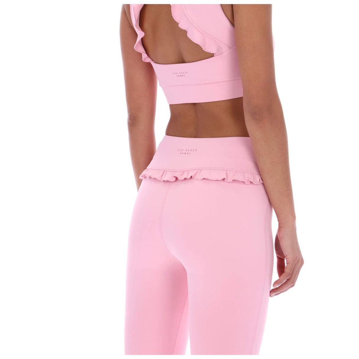 Ted Baker Sport Womens AGNES Comfort Ruffle Yoga Leggings Pale Pink