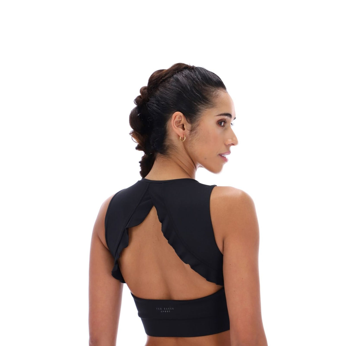Ted Baker Sport Womens ARIA Ruffle Yoga Bra Black