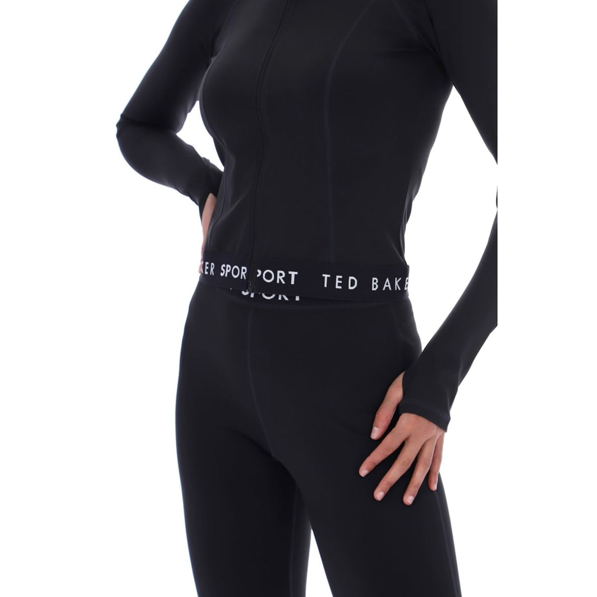 Ted Baker Sport Womens MARIE Essentials Cropped Zip Up Jacket Black