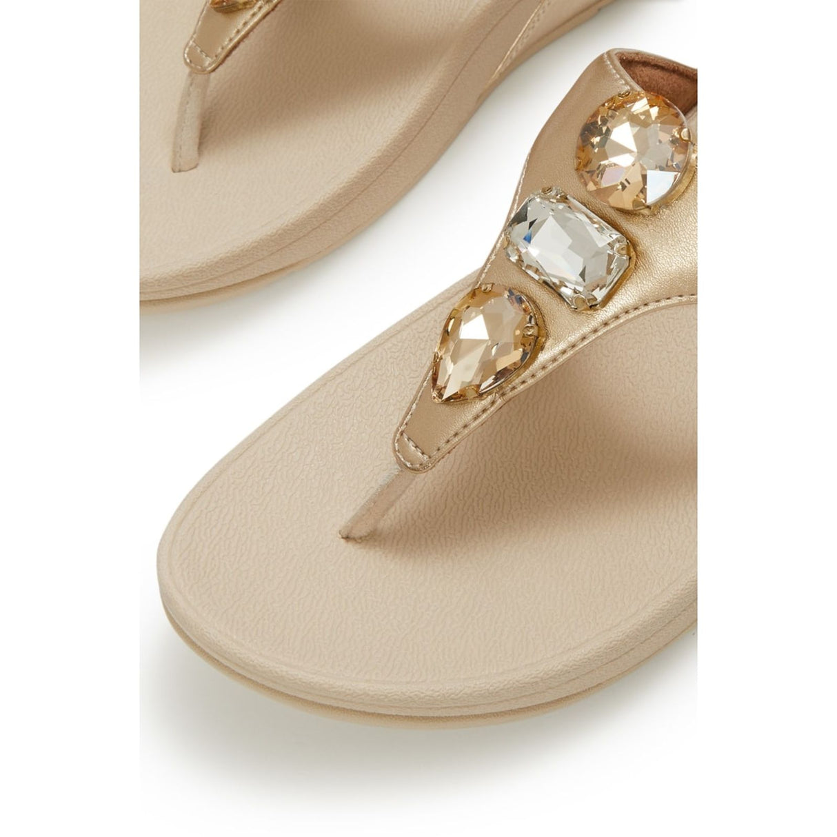 Fitflop Womens Lulu Ultra-Jewel Toe-Post Sandals Platino