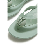 Fitflop Womens iQushion Glossy-Button Flip-Flops Mint Whisper
