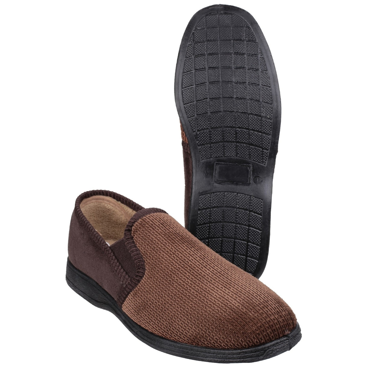 Fleet & Foster Mens Tim Twin Gusset Slipper Brown