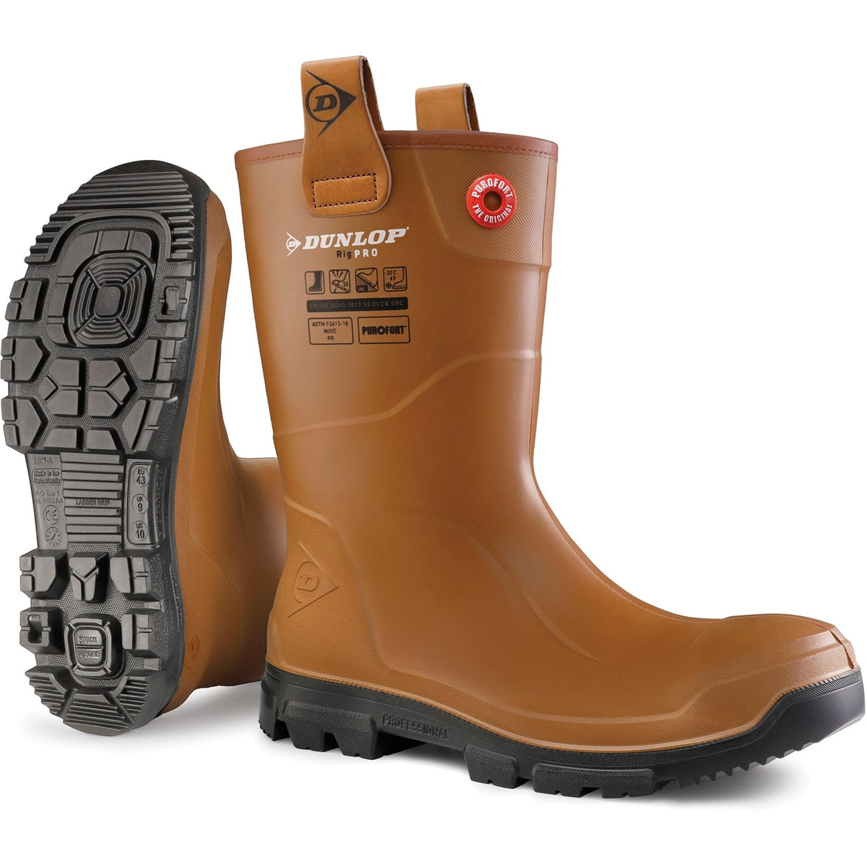 Dunlop Unisex Purofort RigPRO Full Safety Wellington Brown/Black