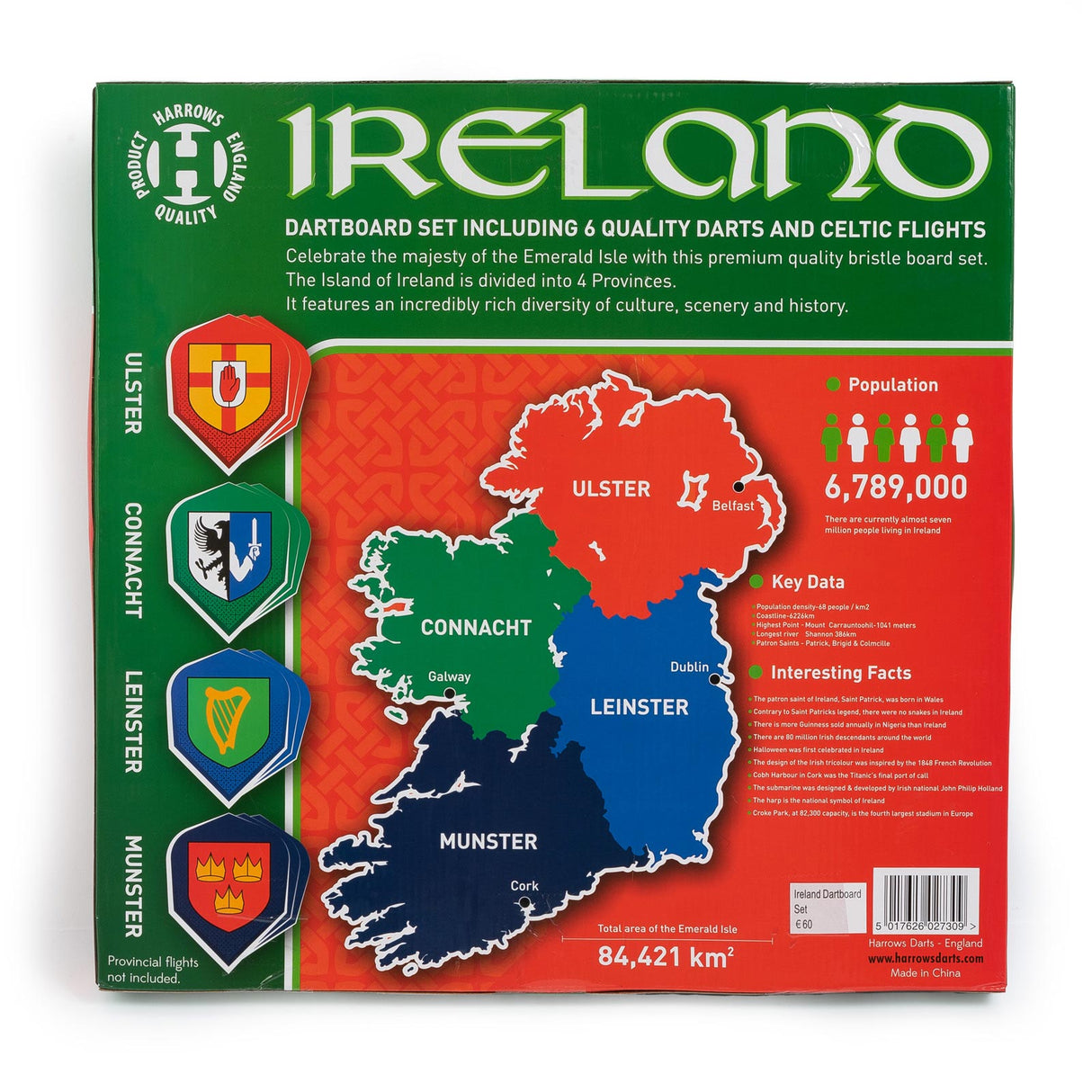 Harrows Ireland Themed Premium Grade Sisal Dartboard Set
