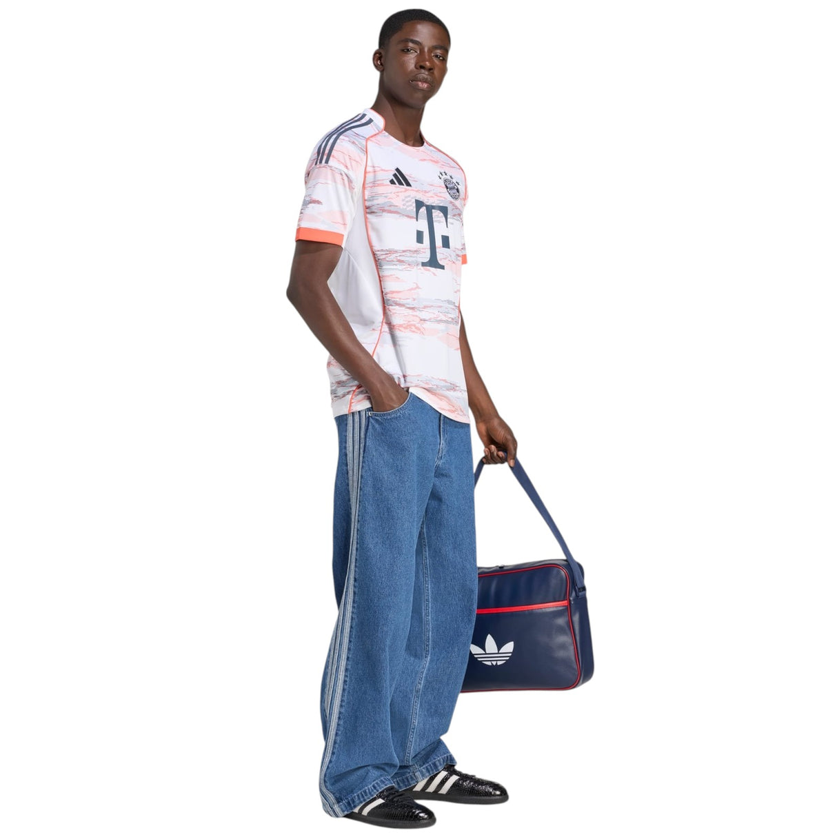 adidas FC Bayern Football 2025/26 Mens Away Jersey Model Full-Length View