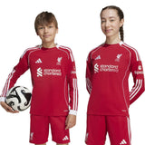 adidas Liverpool Football 2025/26 Kids Long Sleeved Home Jersey
