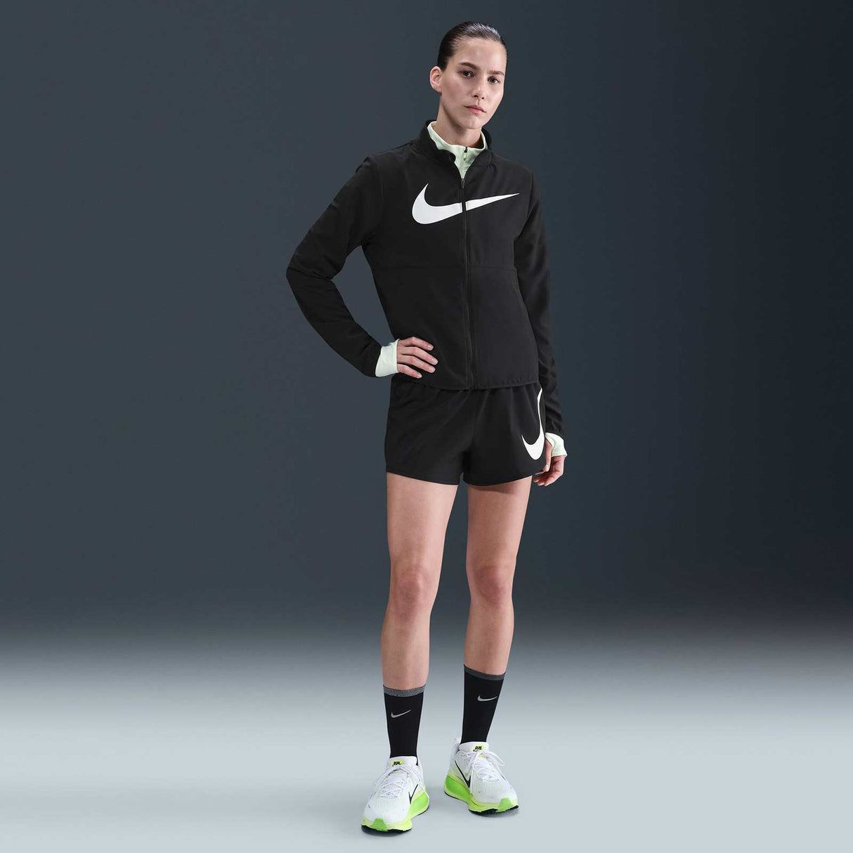 Nike One Swoosh Womens Dri-FIT Mid-Rise Loose 3" Brief-Lined Running Shorts