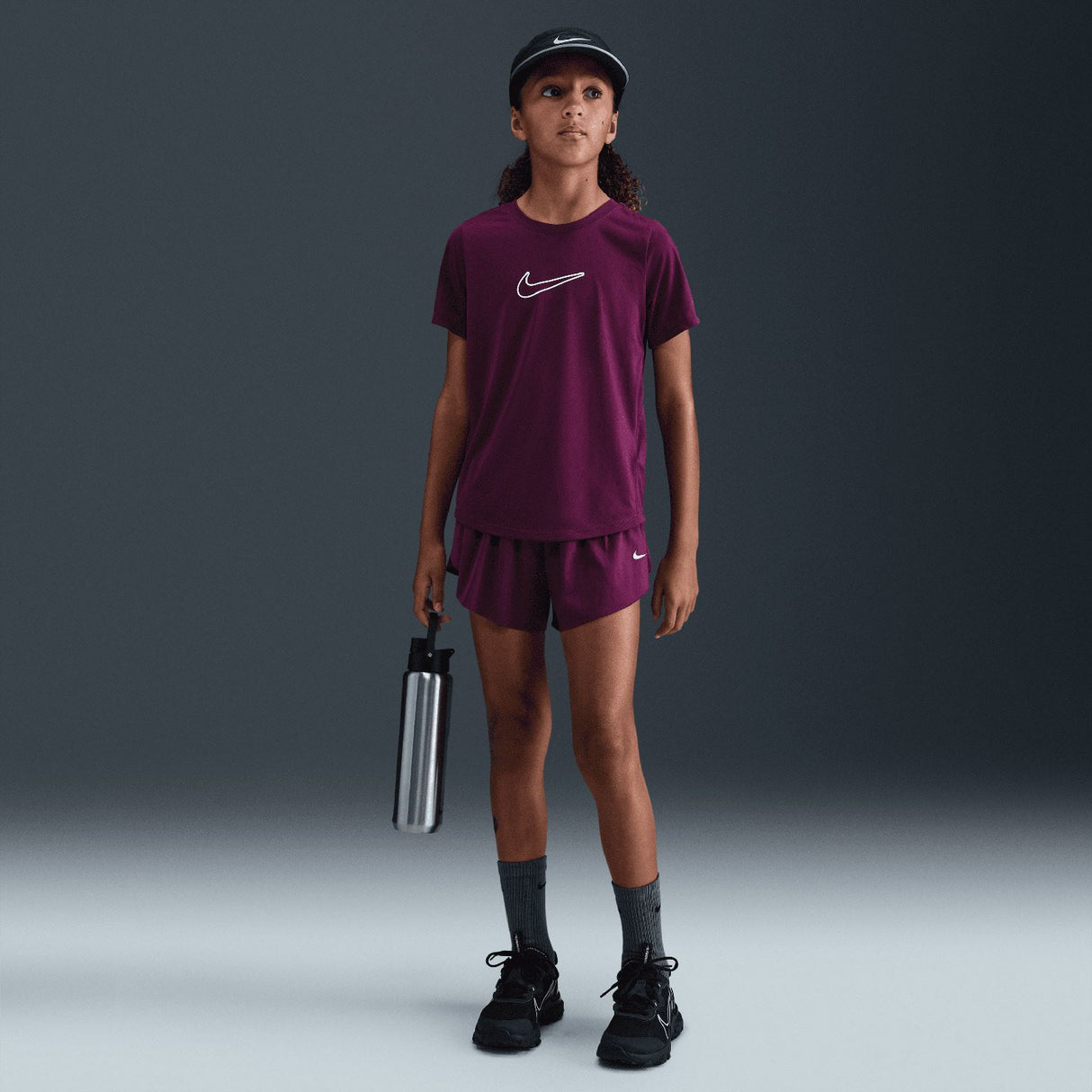 Nike Girls DF ONE STD SS TOP HBR Maroon