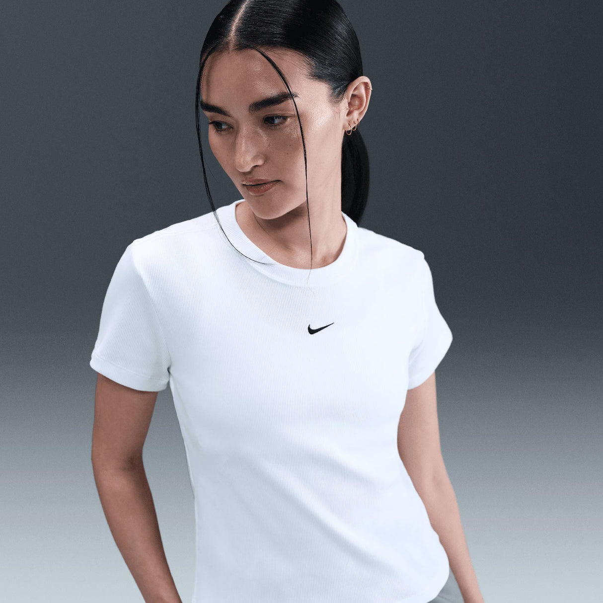 Nike W NSW RIB  TGHT SS TEE White