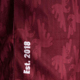 Umbro All Together Now Festival Adults Short Sleeved Retro Jersey Maroon Close-Up Established Date View