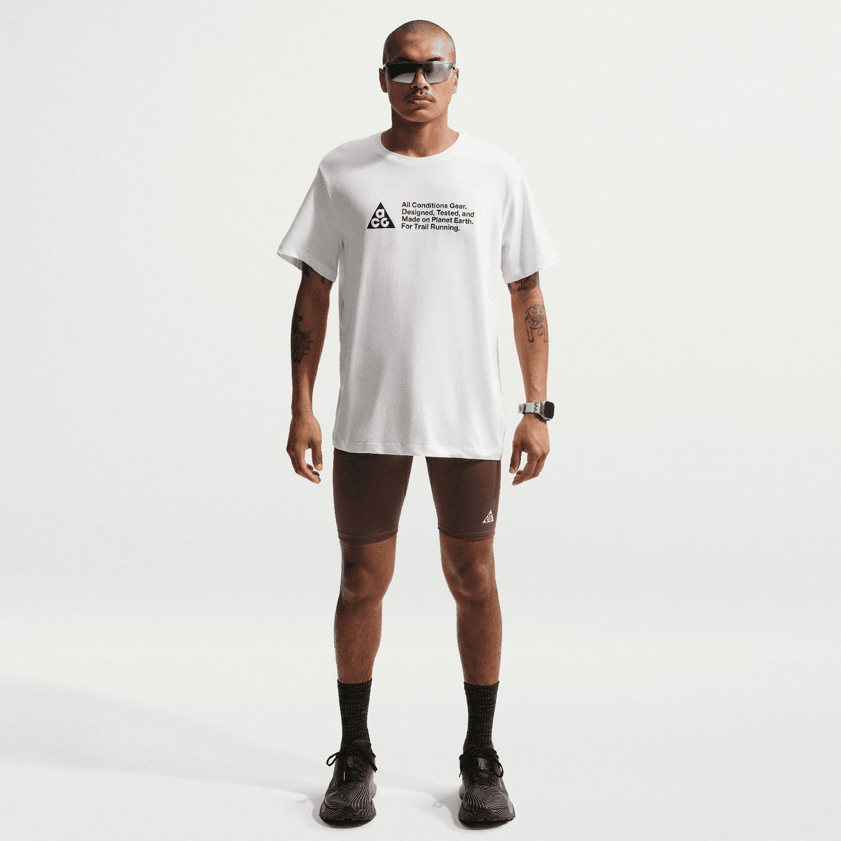 Nike Mens ACG DF TEE STD TRAIL LOGO Wht