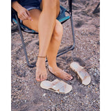 HEYDUDE Womens Christi Slide Distressed Sandal Metallic