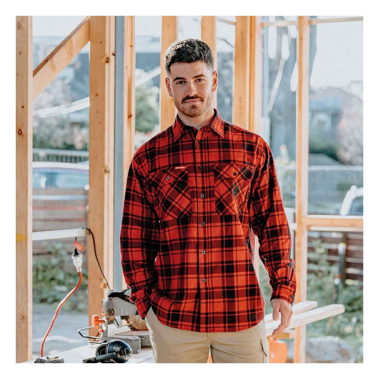 Hard Yakka Mens Core Flannel Shirt Red