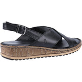 Hush Puppies Womens Elena Cross Over Wedge Sandal Black