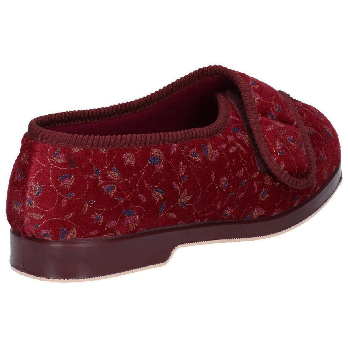 GBS Womens Nola Extra Wide Fit Ladies Slipper Wine