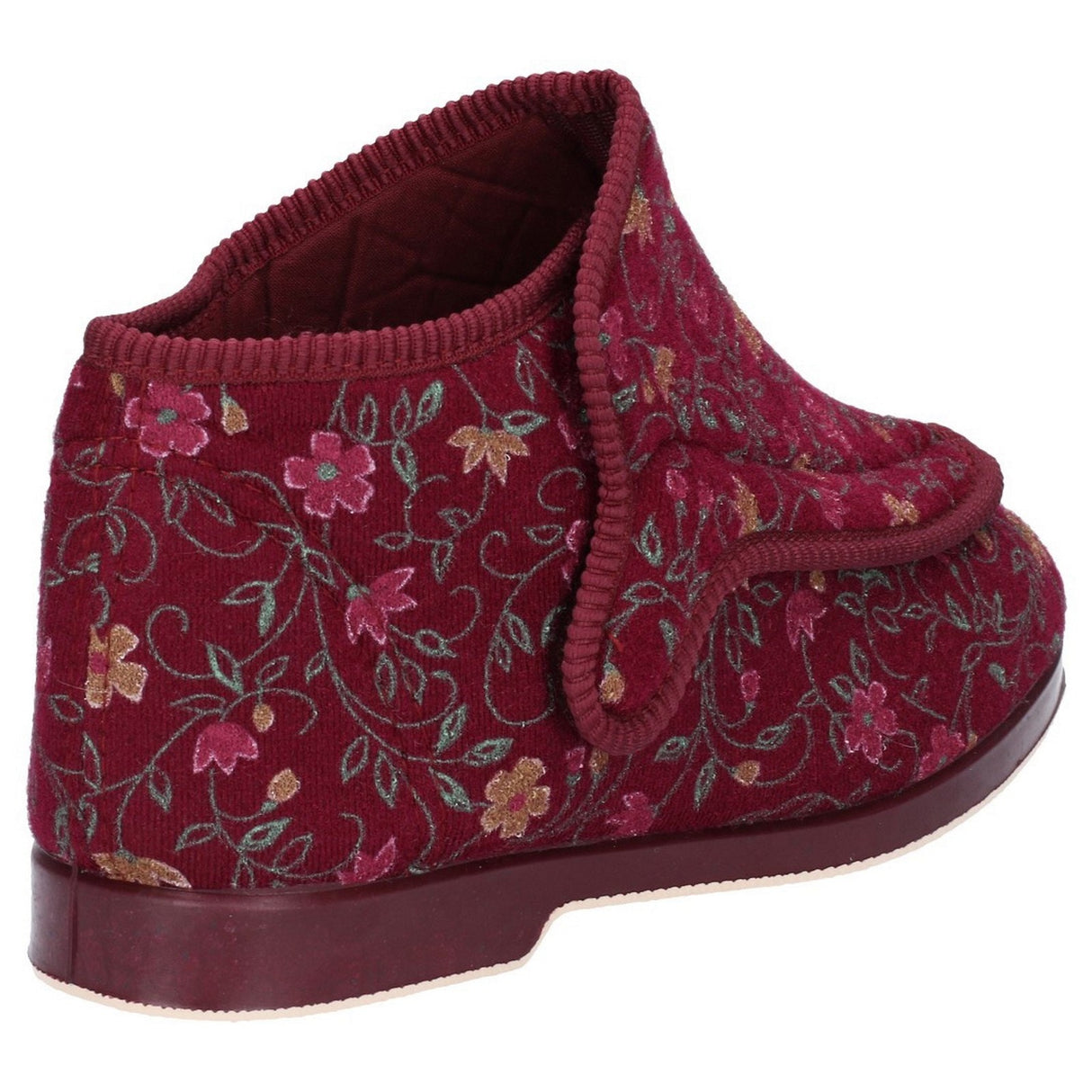 GBS Womens Rhona Ladies Extra Wide Fit Slipper Wine