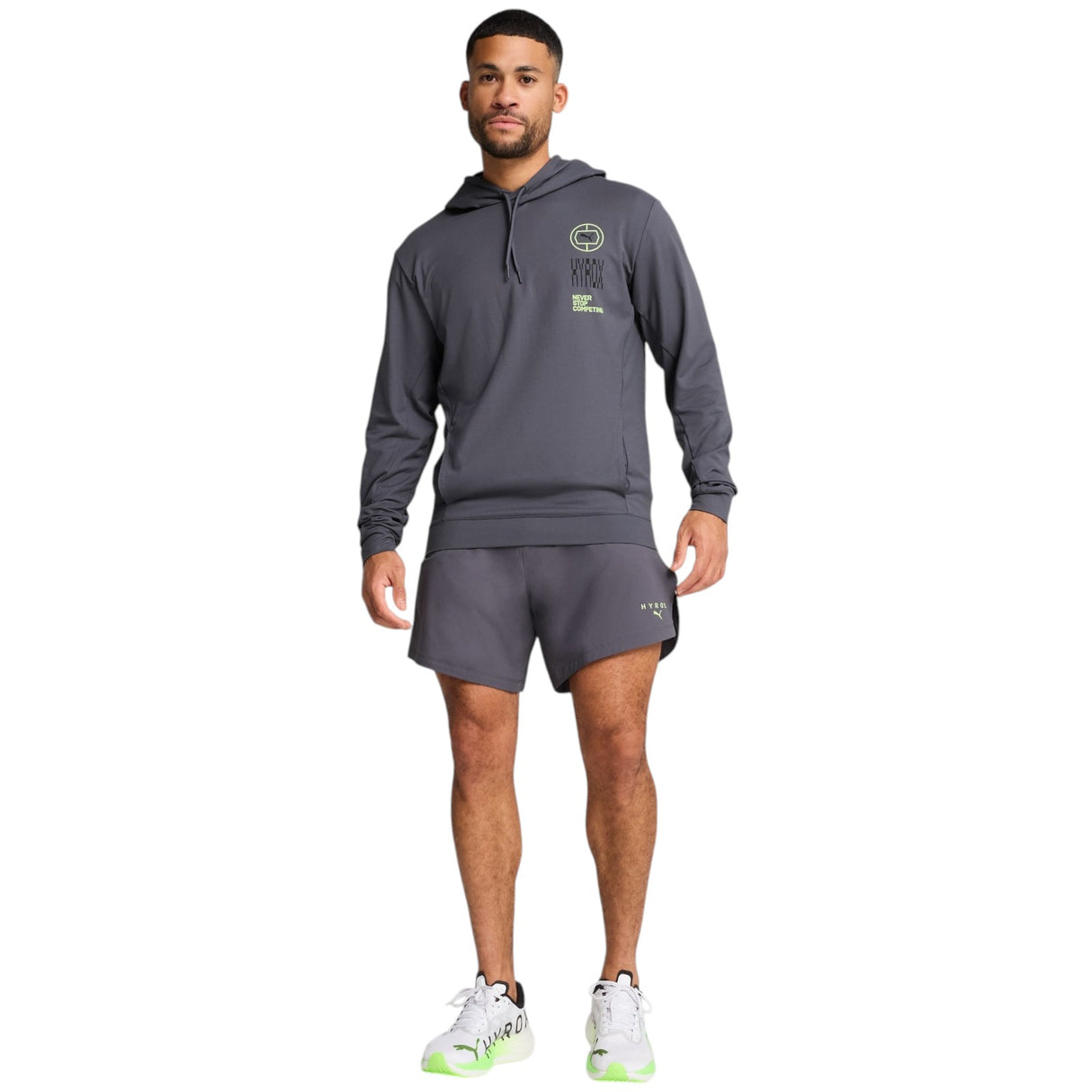 Puma x HYROX Cloudspun Mens Training Pullover Hoodie Model Full-Length View