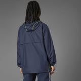 adidas Real Madrid Adults Full-Zip Windbreaker Jacket Model Back View Grey Background