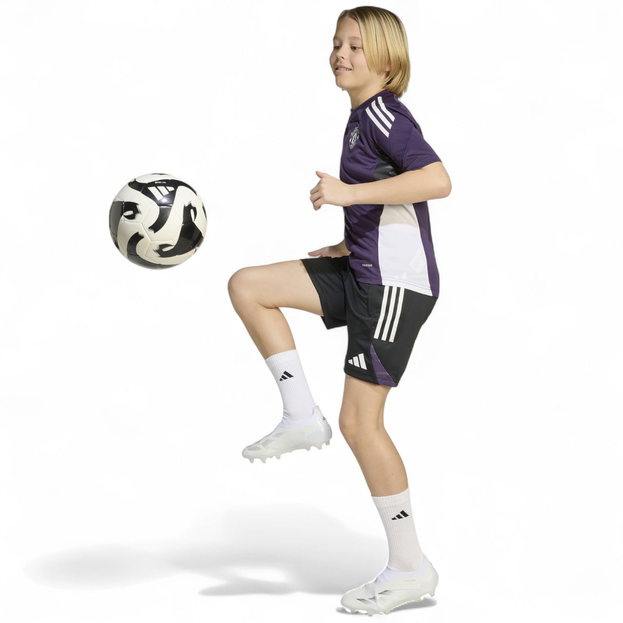 adidas Manchester United Tiro Football 2025/26 Kids Training Short Model Full-Length View