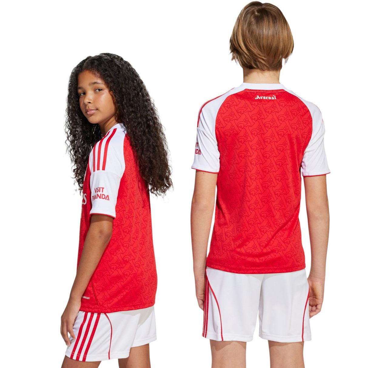 adidas Arsenal Football 2025/26 Kids Short Sleeved Home Jersey Models Back View