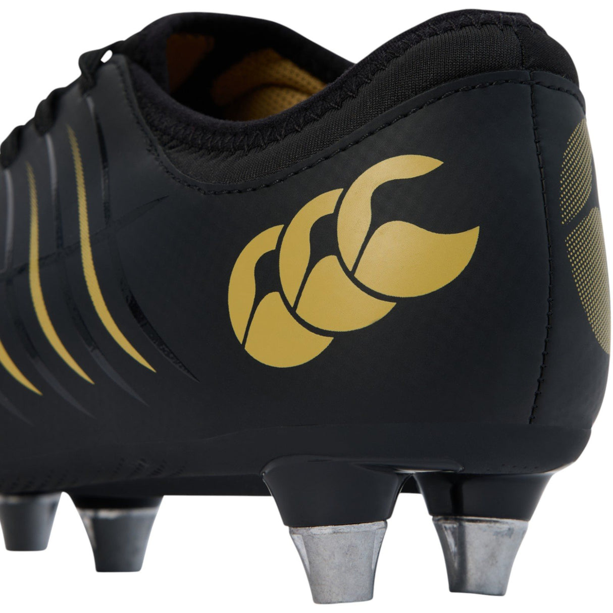Canterbury Phoenix 2.0 Kids Soft Ground Rugby Boots Close-Up Back View