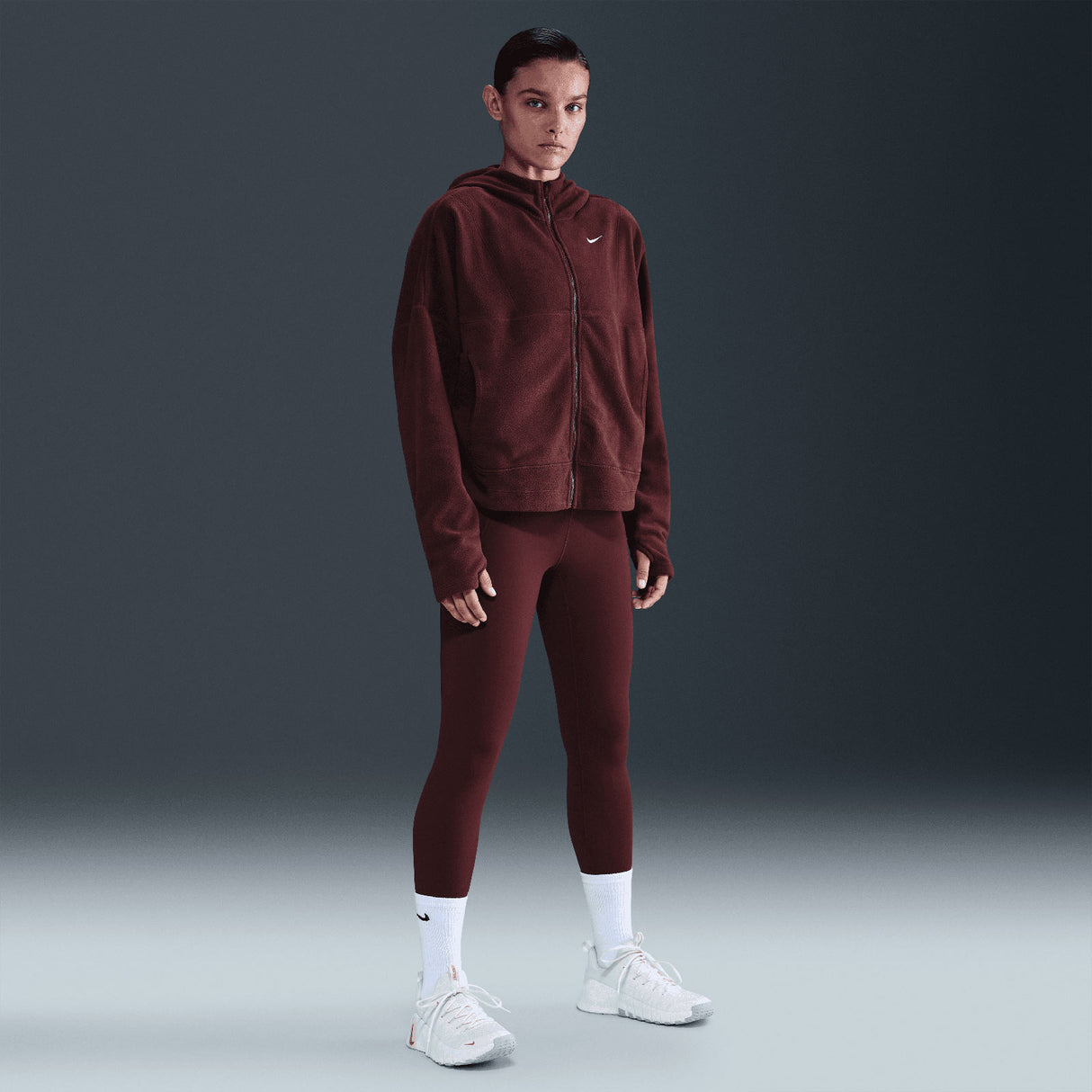 Nike Wmns ONE TF FZ TOP POLAR Maroon