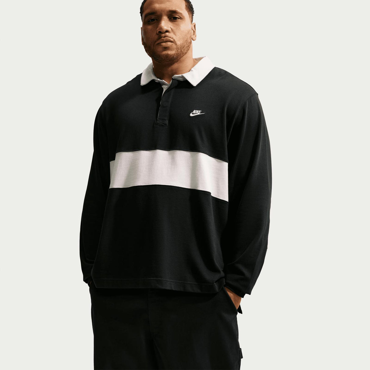 Nike Mens Club LS Rugby Top Black